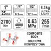 Õhumutrikeeraja 1″ 2700Nm 0,63MPa 255L/min 8,3kg Suruõhutööriistad