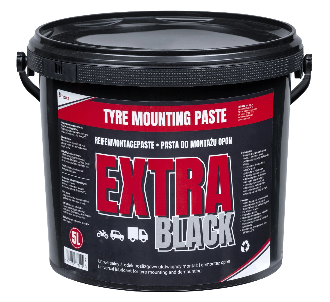 Rehvide paigalduspasta EXTRA must 5 kg – REDATS Varuosad garaažiseadmetele Rehvide paigalduspasta EXTRA must 5 kg – REDATS Varuosad garaažiseadmetele